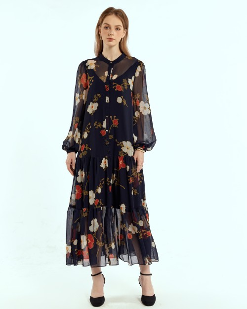SIXDO Voile Flared Dress for Women